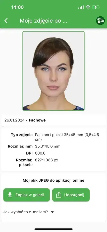 Aplikacja 7ID: Próbka zdjęcia polskiego paszportu