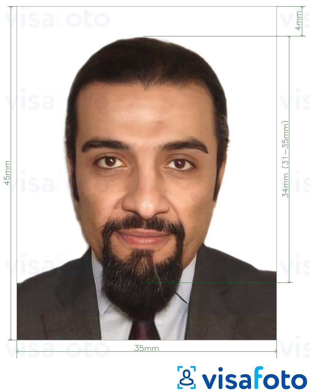 Példa a Egyesült Arab Emírségek családi könyv 35x45 mm fényképre pontos méret meghatározással