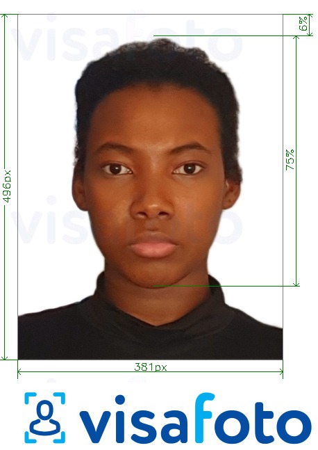 Példa a Angola vízum online 381x496 pixel fényképre pontos méret meghatározással