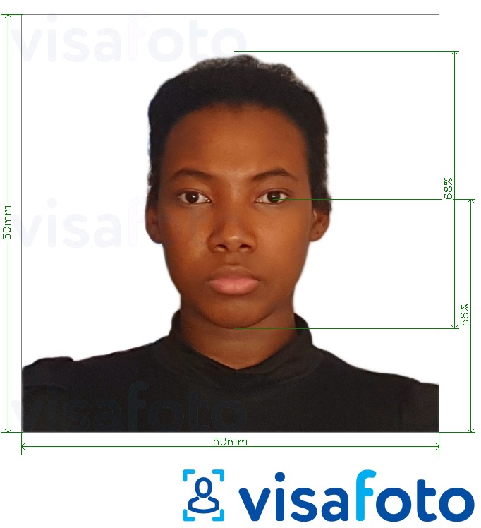 Példa a Barbados vízum 5x5 cm fényképre pontos méret meghatározással