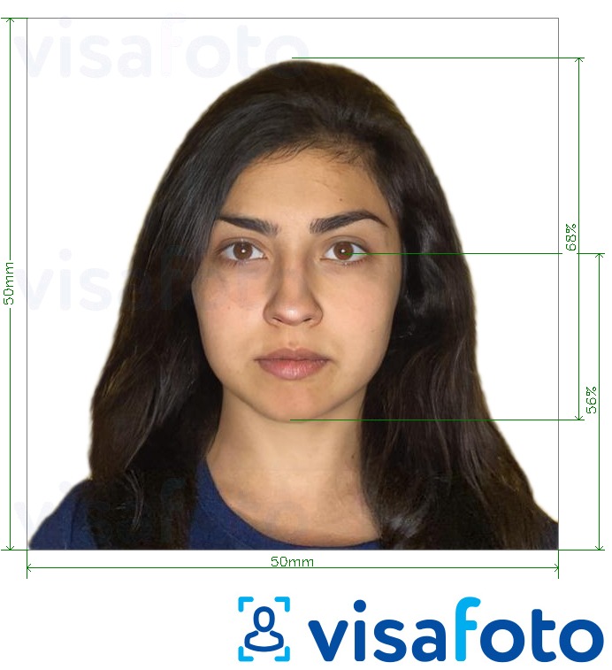 Példa a Chile Visa 5x5 cm fényképre pontos méret meghatározással