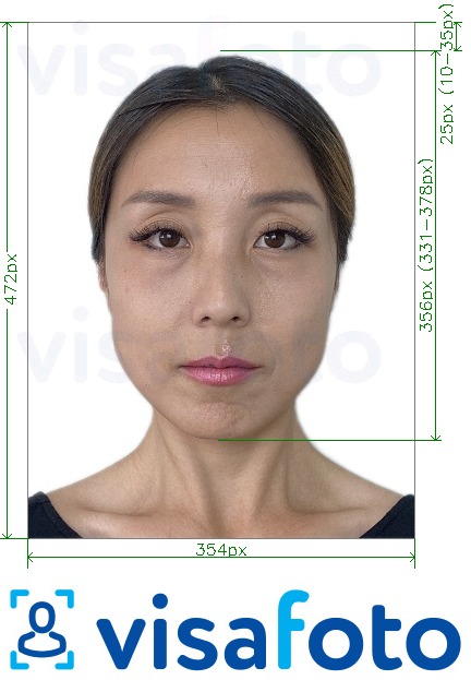 Példa a Kína Passport online 354x472 pixel fényképre pontos méret meghatározással