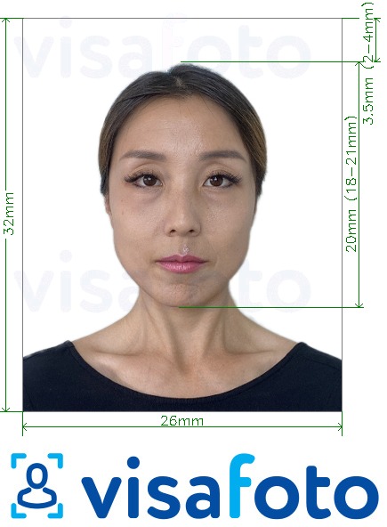 Példa a China Resident személyi igazolvány 26x32 mm fényképre pontos méret meghatározással