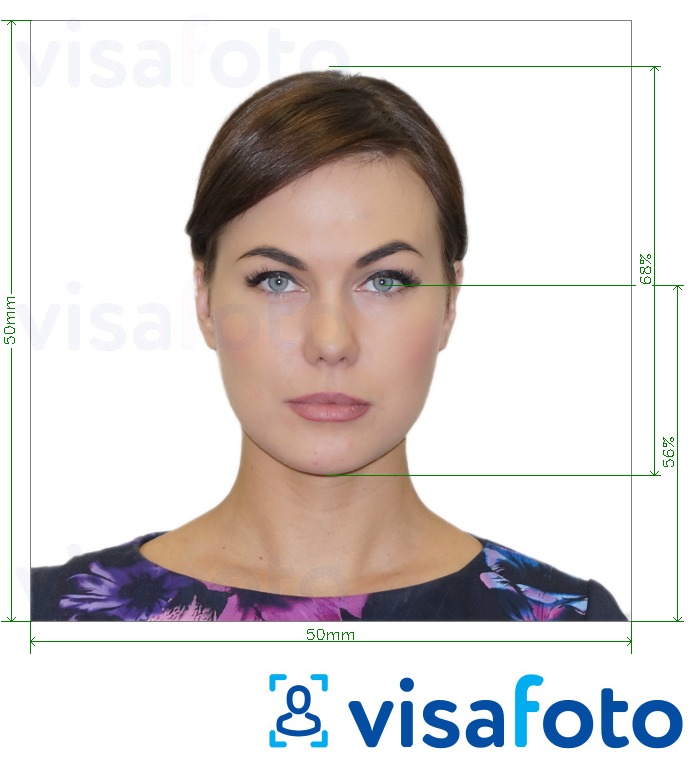 Példa a Csehország útlevél 5x5cm (50x50mm) fényképre pontos méret meghatározással