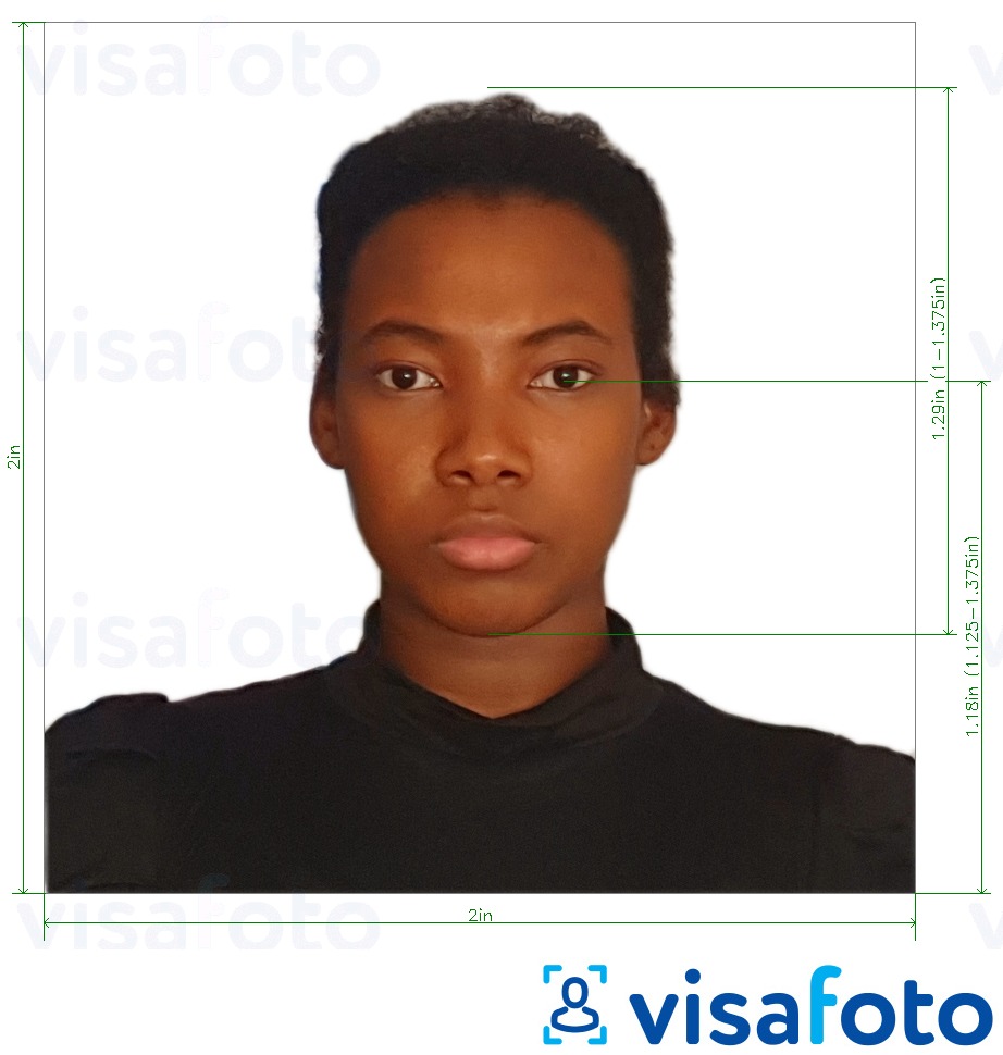 Példa a Dominikai Köztársaság útlevél 2x2 hüvelykes fényképre pontos méret meghatározással