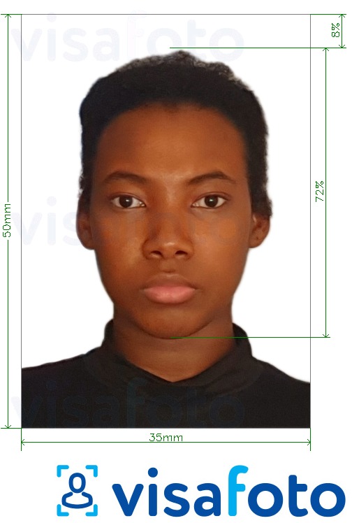 Példa a Conakry-guineai vízum 35x50mm fényképre pontos méret meghatározással