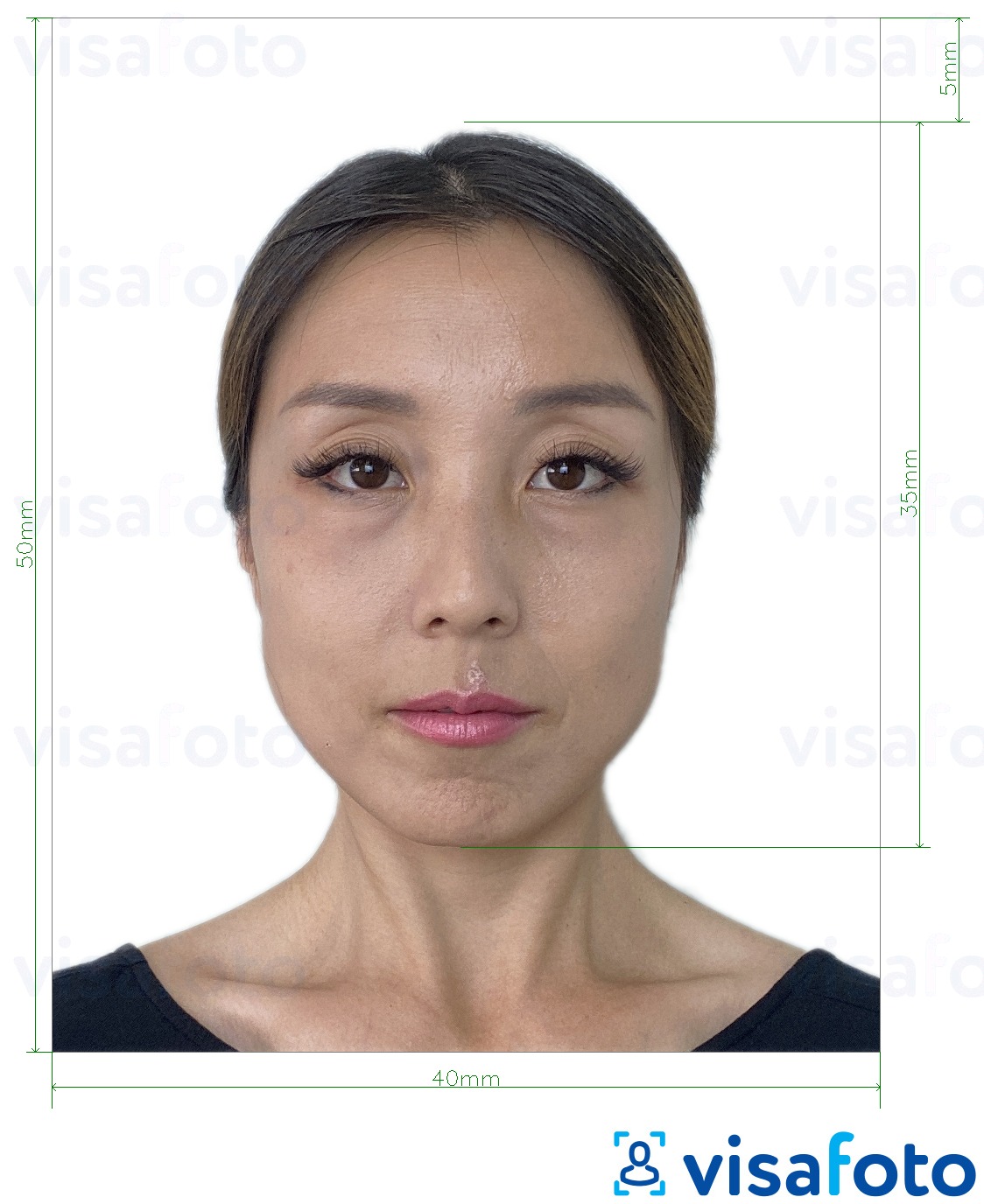 Példa a Hong Kong útlevél 40x50 mm (4x5 cm) fényképre pontos méret meghatározással