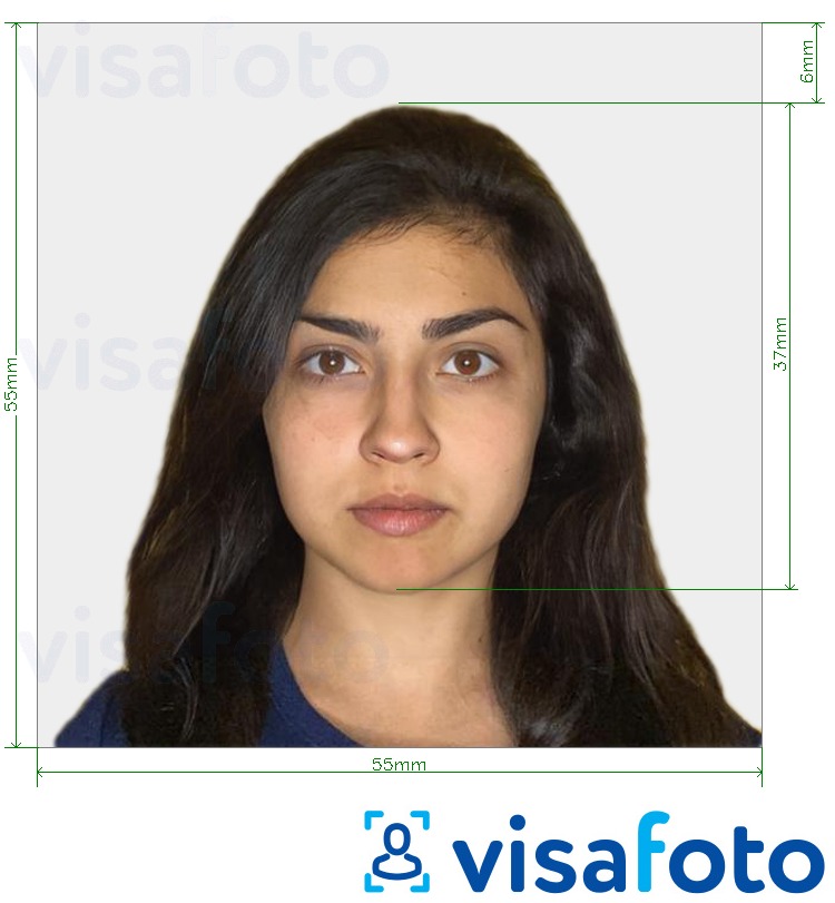 Példa a Izrael Visa 55x55mm (általában Indiából) fényképre pontos méret meghatározással