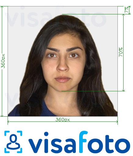Példa a Indiai OCI útlevél 360x360 - 900x900 pixel fényképre pontos méret meghatározással