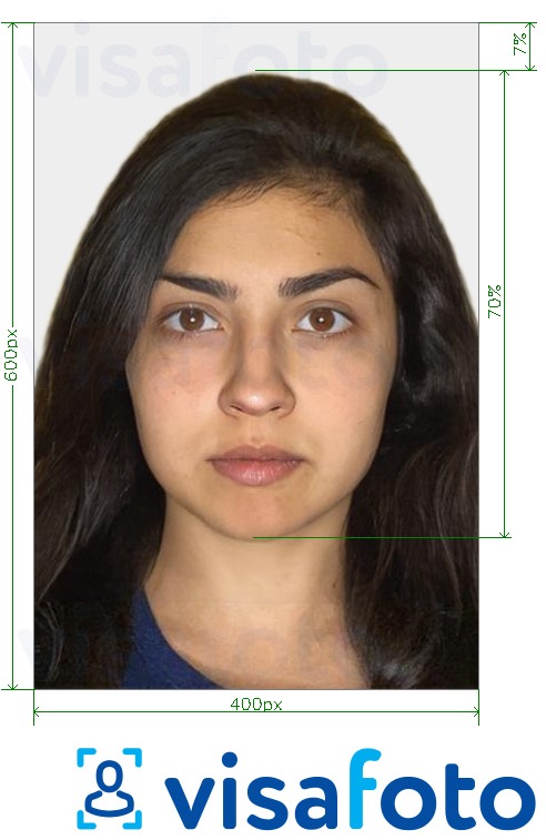 Példa a Irán e-vízum 600x400 pixel fényképre pontos méret meghatározással