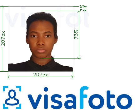 Példa a Kenyai vízum 207x207 pixel fényképre pontos méret meghatározással