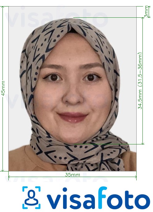 Példa a Kazahsztán személyi igazolvány online 413x531 pixel fényképre pontos méret meghatározással