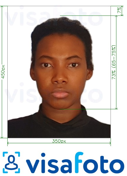 Példa a Nigéria online vízum 200-450 pixel fényképre pontos méret meghatározással