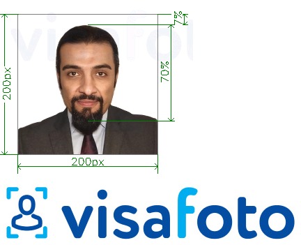 Példa a Szaúd-Arábia e-vízum online 200x200 visitsaudi.com fényképre pontos méret meghatározással
