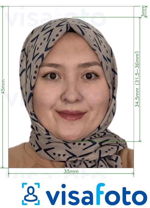 Példa a Üzbegisztán útlevél 35x45 mm fényképre pontos méret meghatározással