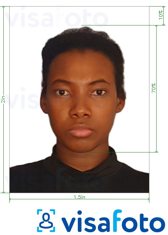 Példa a Zambia útlevél 1,5x2 hüvelyk (51x38 mm) fényképre pontos méret meghatározással